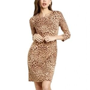 J. Mclaughlin Women's Large Brown Multicolor Sophia Catalina Cloth Dress NWOT